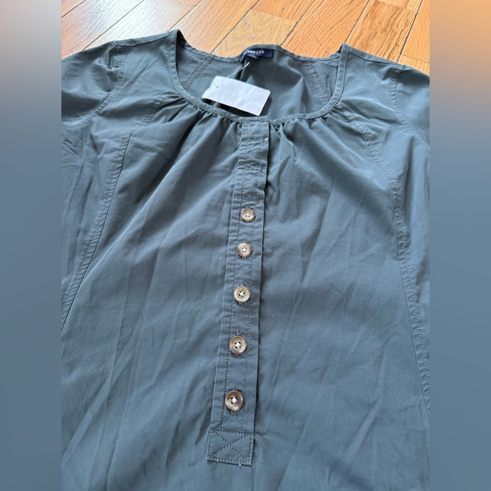 Lands’ End Cotton Blend Belted Midi Dress Grayish Green Women’s Size 18 NWOT - Picture 7 of 12